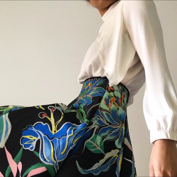 H&M scuba floral Hawaiian midi circle Neoprene skirt 6 4 - Picture 15 of 16